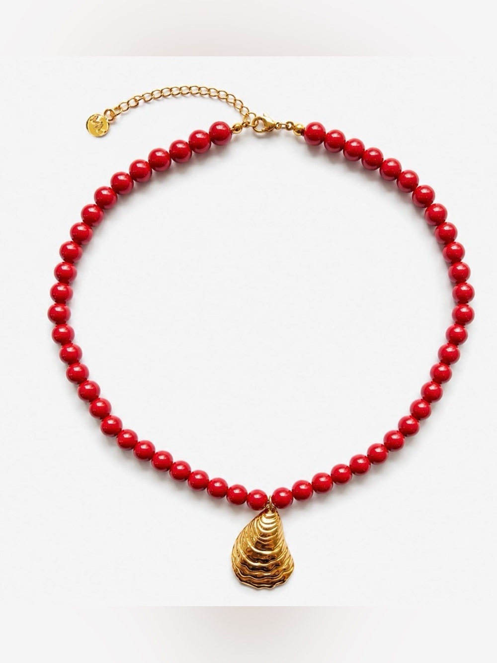 New mayamar red sandstone and Gold Shell Pendant Necklace - Picture 2 of 3